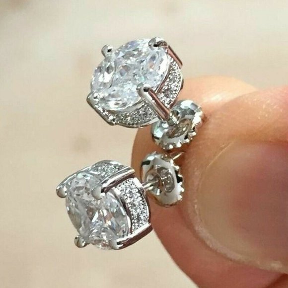 Jewelry - White Sapphire Elegant Stud Earrings 925 Silver